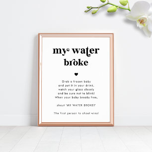 Retro Script Min Vatten Gick Sönder Baby Shower Sp Poster