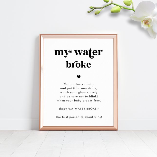 Retro Script Min Vatten Gick Sönder Baby Shower Sp Poster (Skapare uppladdad)