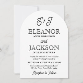 Retro Script Monogram Elegant Valvd Foto Bröllop Inbjudningar