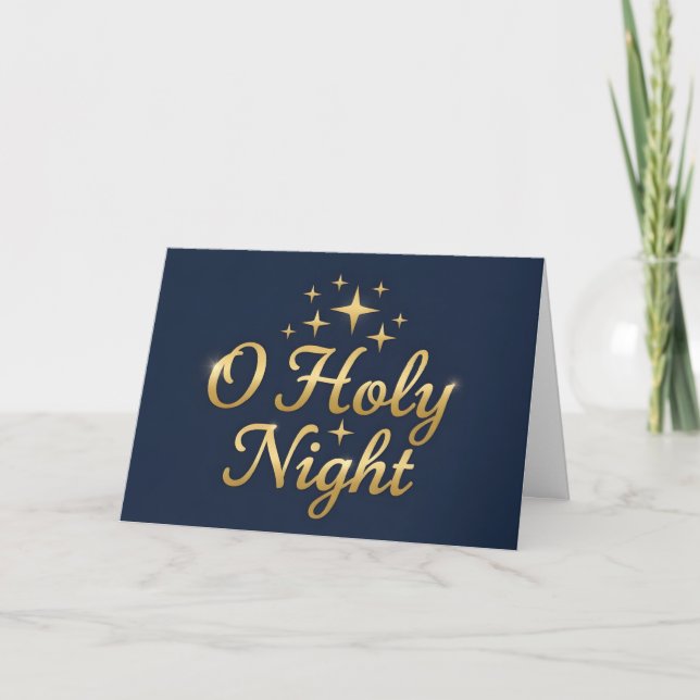 Retro Script O Holy Night Christmas Helgkort (Framsida)