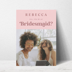 Retro Script Rosa 70s Bridesmaid Frieri Meddelande