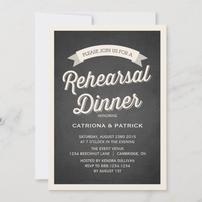Retro Script Rustic Rehearsal Dinner-inbjudan Inbjudningar (Framsida)