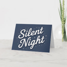 Retro Script Silent Night Christmas Helgkort