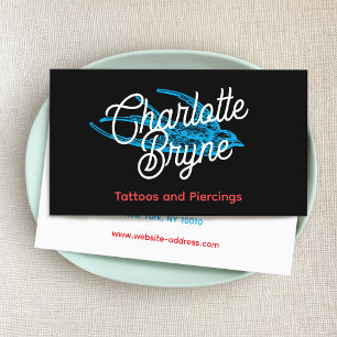 Retro Script Tattoo Artist Black Visitkort