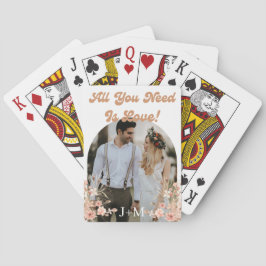 retro scriptbåge botanisk boho fotobryllop casinokort