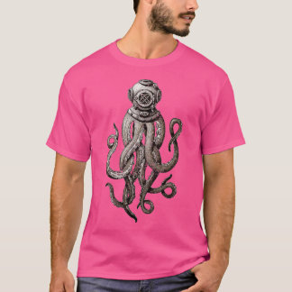Retro SCUBA Diver Konstig Octopus Design Octopus H T Shirt