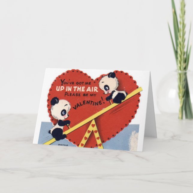 Retro se för att såga Pandabjörnvalentin kortet Helgkort (Framsida)