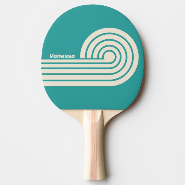 Retro Sea Breeze Dual Curl-ränder med namn Pingisracket (Framsidan)