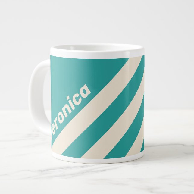 Retro Sea Breeze Tre Ränder med Namn Jumbo Mugg (Framsida vänster)