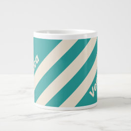 Retro Sea Breeze Tre Ränder med Namn Jumbo Mugg