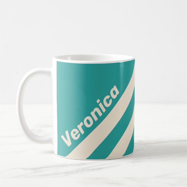 Retro Sea Breeze Tre Ränder med Namn Kaffemugg (Vänster)