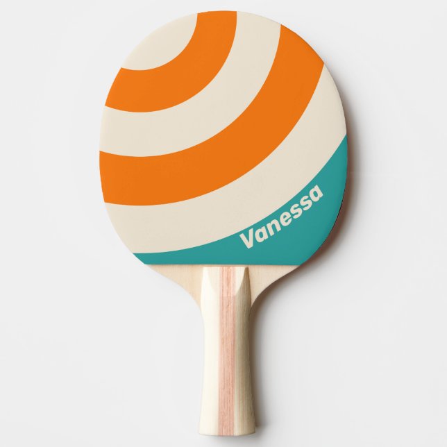 Retro Sea Breeze Vibe Cirkelrand med namn Pingisracket (Framsidan)