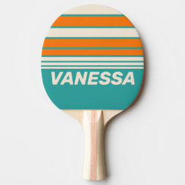Retro Sea Breeze Vibe Horisontell Randig med Namn Pingisracket