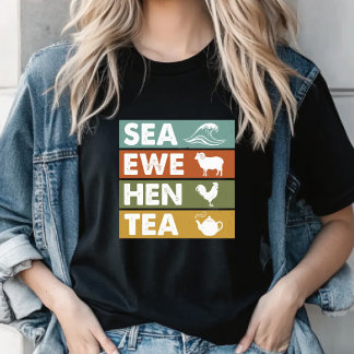 Retro Sea Ewe Hen Tea Funny Joke Men Women T Shirt