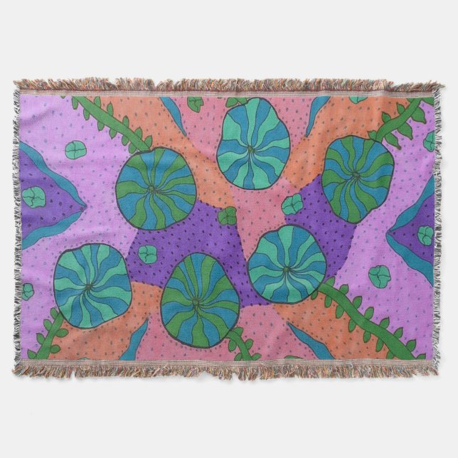 Retro Sea Garden Abstrakt Filt (Framsidan)