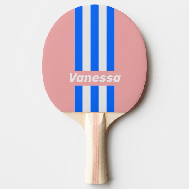 Retro Sea Kiss Pin Ränder med Namn Pingisracket (Framsidan)