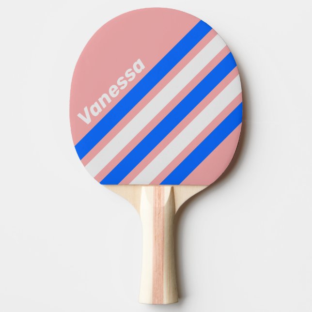 Retro Sea Kiss Vinklad randig med namn Pingisracket (Framsidan)