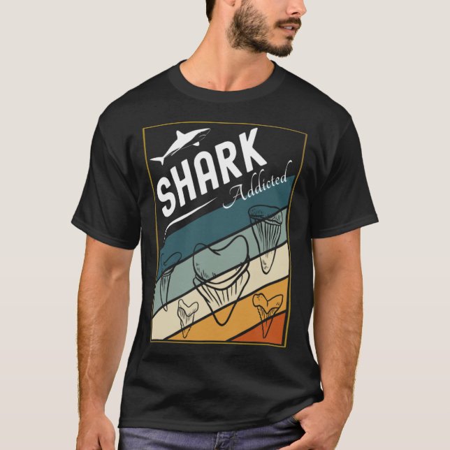 Retro Sea Shark Species Fish Shark Teeth Fossils T Shirt (Framsida)