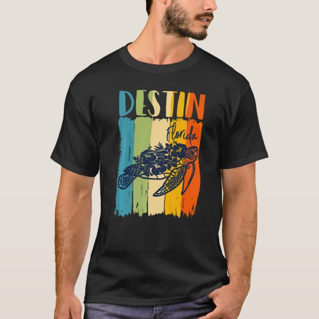 Retro Sea Turtle Destin Florida Theme Friends Fami T Shirt (Framsida)