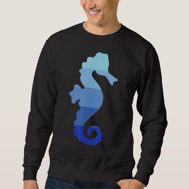 Retro seahorse lång ärmad tröja (Framsida)