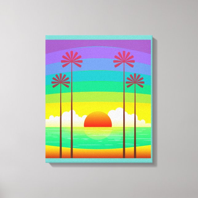 Retro Seaside Sunrise-Vintage Canvastryck (Framsida)