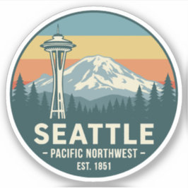 Retro Seattle Pacific Northwest Mt. Rainier Klistermärken