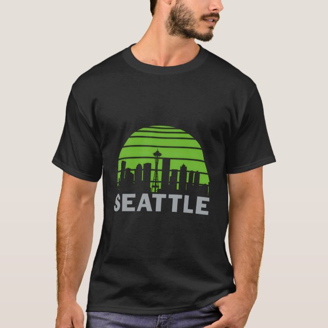 Retro Seattle Washington Skyline Sea Graphic T Shirt (Framsida)