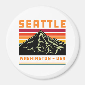 Retro Seattle Washington Souvenir Mountain Magnet