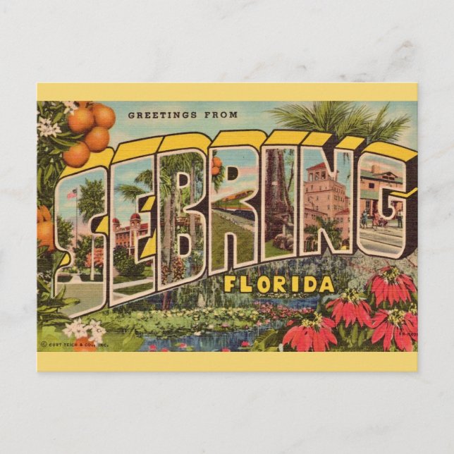 Retro Sebring Florida Vykort (Framsida)