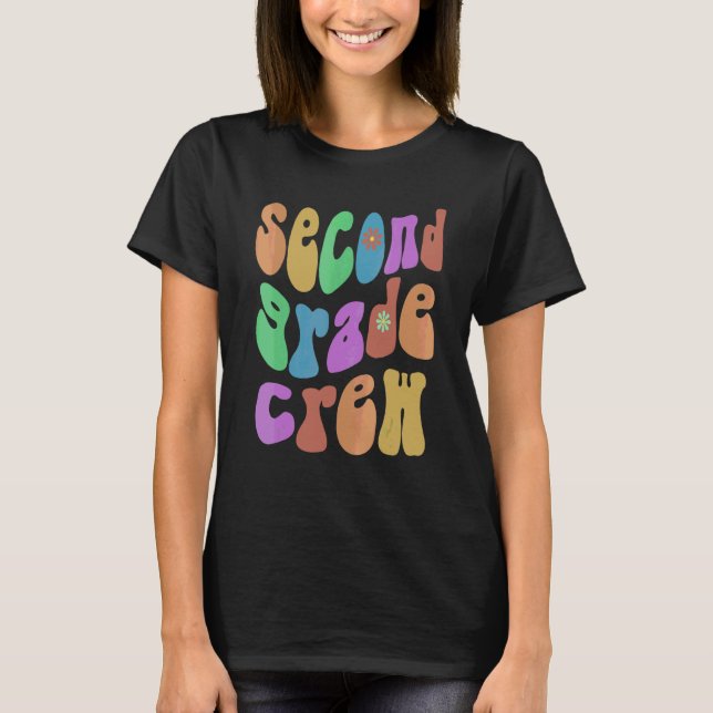 Retro Second Grade Crew Hej 2:a klass Rosa T Shirt (Framsida)