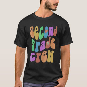 Retro Second Grade Crew Hej 2nd Gr Rosa T Shirt