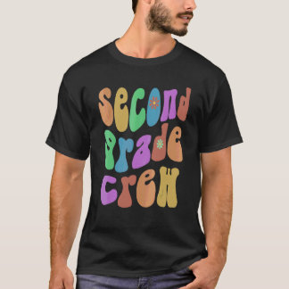 Retro Second Grade Crew Hej 2nd Gr Rosa T Shirt