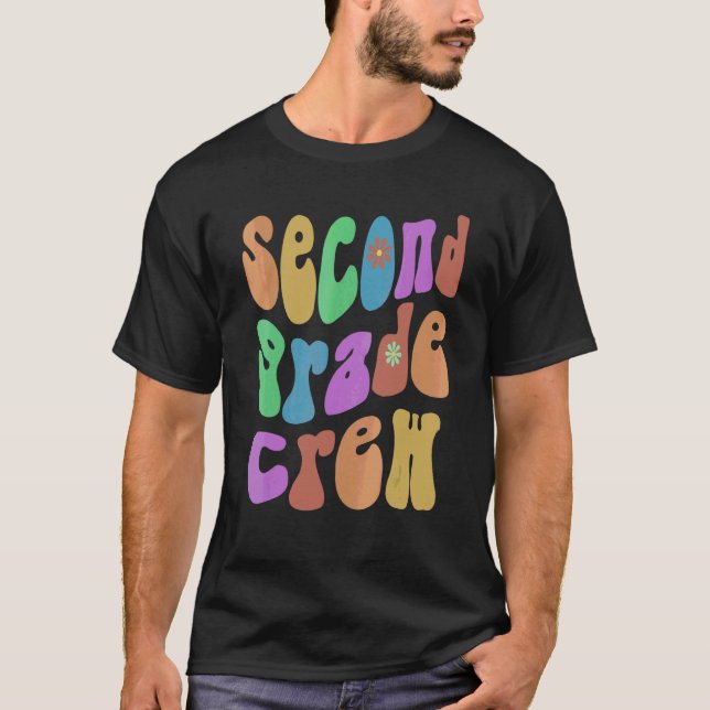 Retro Second Grade Crew Hej 2nd Gr Rosa T Shirt (Framsida)