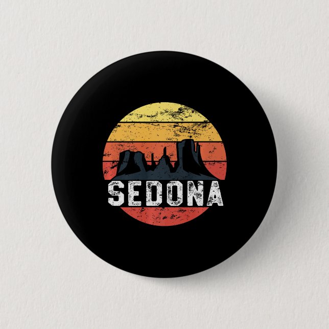Retro Sedona Arizona Family Vacation Red Sten Gif Knapp (Framsida)