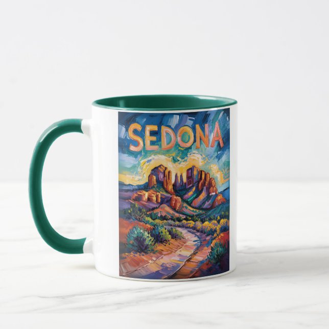Retro Sedona Arizona Travel Van Gogh Art Landscape Mugg (Vänster)