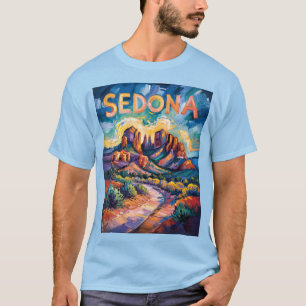 Retro Sedona Arizona Travel Van Gogh Art Landskap T Shirt