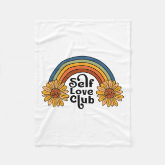 Retro Self Kärlek Klubb Solrosblomma regnbåge Ment Fleecefilt