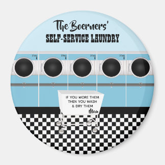 Retro Self-Service Tvätt de utför arbetsrundan Magnet