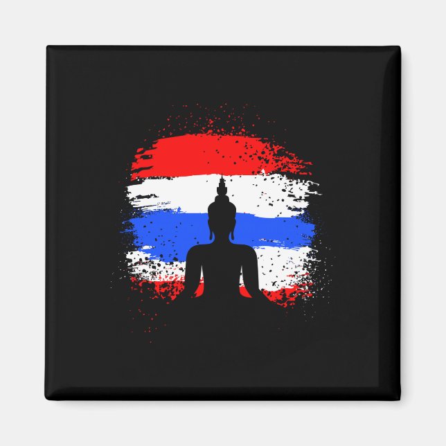 Retro semester thai buddha thailands flagga magnet (Framsidan)
