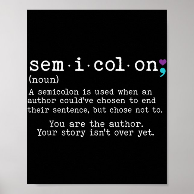 Retro Semicolon Definition Suicide Prevention Awar Poster (Framsidan)