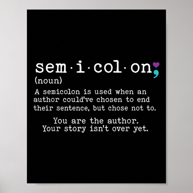 Retro Semiolon Definition Suicide Prevention Awar Poster (Framsidan)