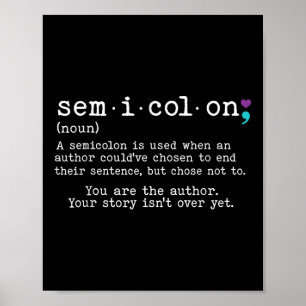 Retro Semiolon Definition Suicide Prevention Awar Poster