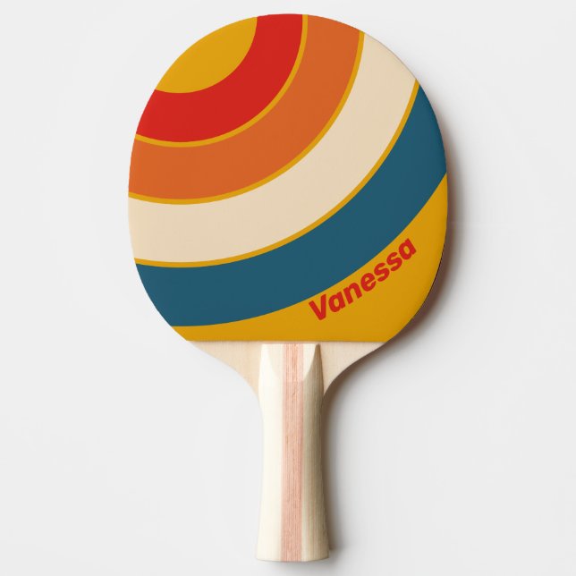 Retro Senap Cirkelrand med Namn Pingisracket (Framsidan)