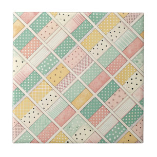 Retro Senap Geometrisk Diamant Rutig Punkt Kakelplatta