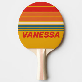 Retro Senap Horizon Randig med Namn Pingisracket