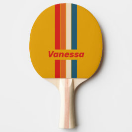 Retro Senap Pin Randig med Namn Pingisracket