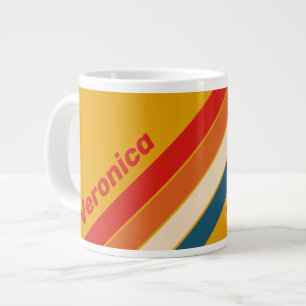 Retro Senap Ränder med Namn Jumbo Mugg