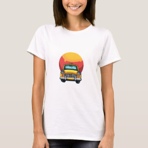 Retro senapsgul taxi på eldig sol Art Print T Shirt