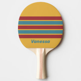 Retro Senapskorn Tvärstrimmat med Namn Pingisracket