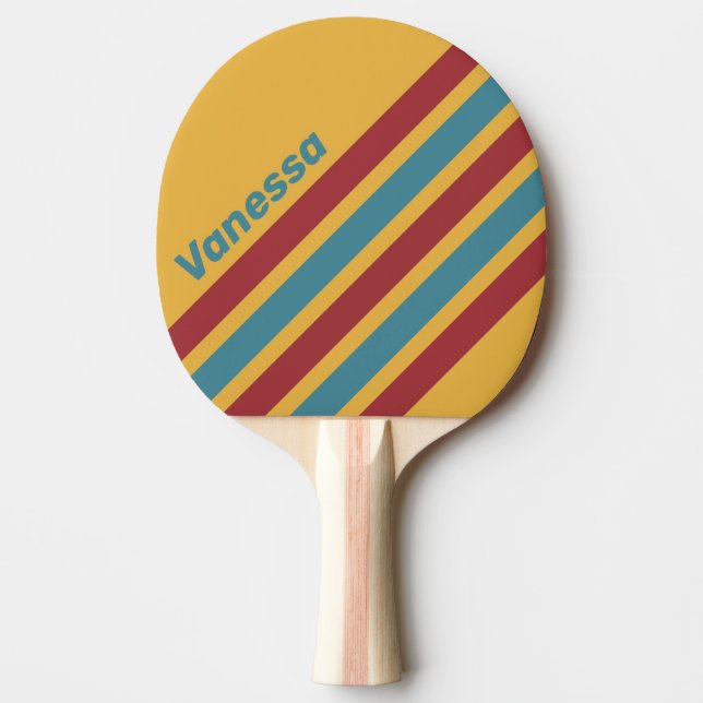 Retro Senapskorn Vinklad Rand med Namn Pingisracket (Framsidan)